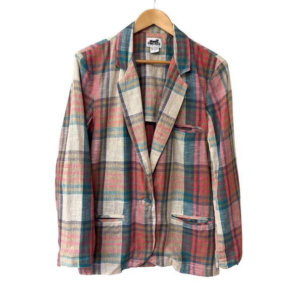 Panther For Her Jackets & Blazers - Vintage Panther For Her Madras Plaid Blazer Jacket Preppy Nerd Size Small Boho